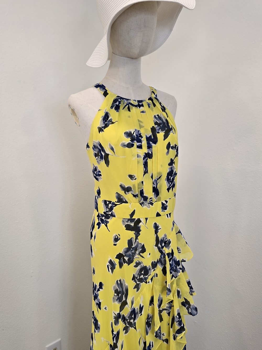Eliza J Yellow Floral Halter Maxi Dress